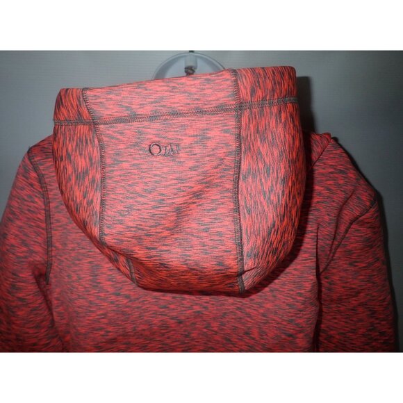 Ojai Womens Hooded Pullover Sweatshirt Button Neck Kangaroo Pocket M Hyper pink - Picture 6 of 7